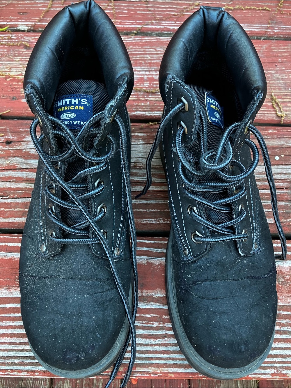 Men's Black Lace-Up Work Boots with Padded Collar